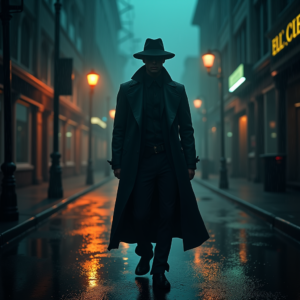 Fantasy — Detective In A Rain-damp Trench Coat Cinematic #0023 (Stable Diffusion)