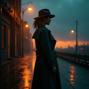 Fantasy — Detective In A Rain-damp Trench Coat Cinematic #0041 (Recraft)