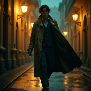 Fantasy — Detective In A Rain-damp Trench Coat Cinematic #0107 (Stable Diffusion)
