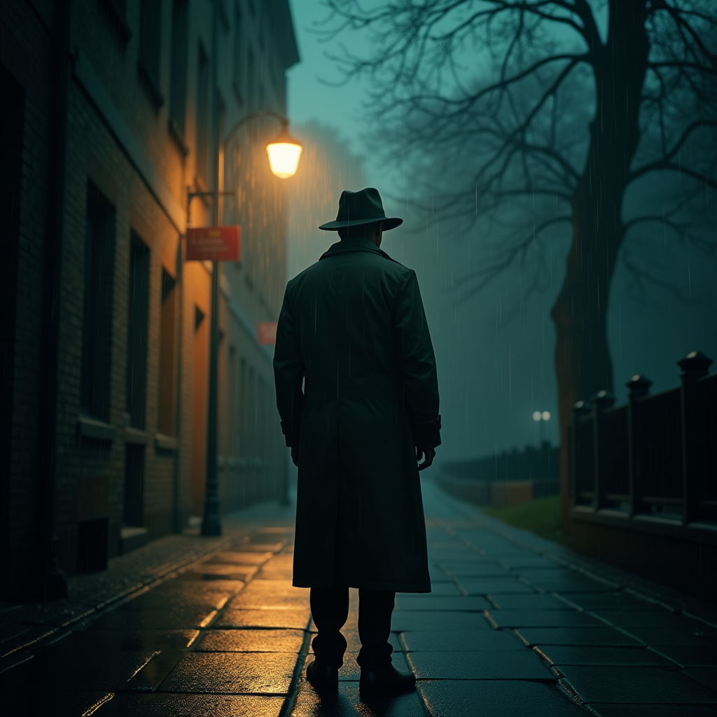 Fantasy — Detective In A Rain-damp Trench Coat Cinematic #0203 (Stable Diffusion)