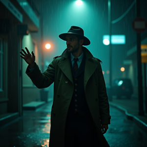 Fantasy — Detective In A Rain-damp Trench Coat Cinematic #0209 (Recraft)