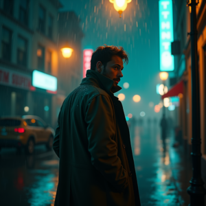 Fantasy — Detective In A Rain-damp Trench Coat Cinematic #0221 (Recraft)