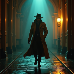 Fantasy — Detective In A Rain-damp Trench Coat Cinematic #0310 (Midjourney)