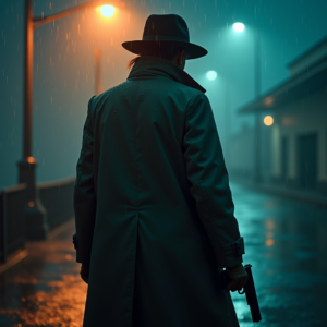 Fantasy — Detective In A Rain-damp Trench Coat Cinematic #0322 (Midjourney)