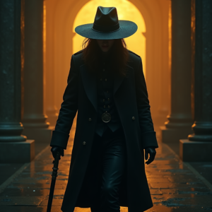 Fantasy — Mysterious Figure Beneath A Wide-brimmed Hat Cinematic #0081 (Dreamina)
