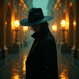 Fantasy — Mysterious Figure Beneath A Wide-brimmed Hat Cinematic #0093 (Dreamina)