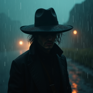 Fantasy — Mysterious Figure Beneath A Wide-brimmed Hat Cinematic #0129 (Dreamina)