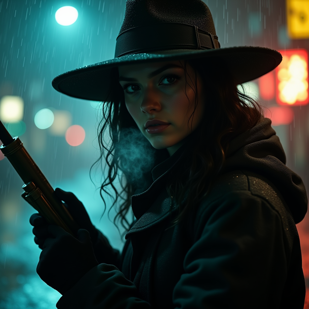 Fantasy — Mysterious Figure Beneath A Wide-brimmed Hat Cinematic #0189 (Dreamina)