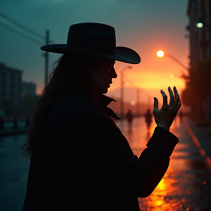 Fantasy — Mysterious Figure Beneath A Wide-brimmed Hat Cinematic #0266 (Gemini)