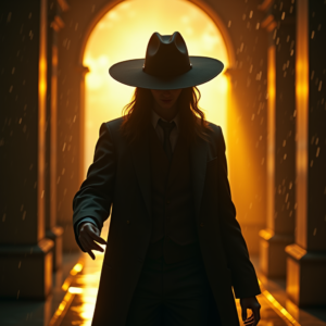 Fantasy — Mysterious Figure Beneath A Wide-brimmed Hat Cinematic #0302 (Gemini)