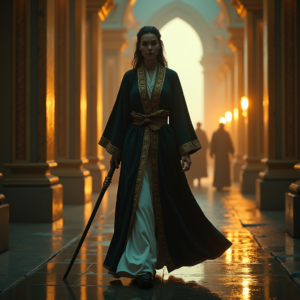 Fantasy — Regal Figure In Flowing Embroidered Robes Cinematic #0082 (Midjourney)