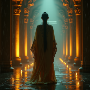 Fantasy — Regal Figure In Flowing Embroidered Robes Cinematic #0094 (Midjourney)