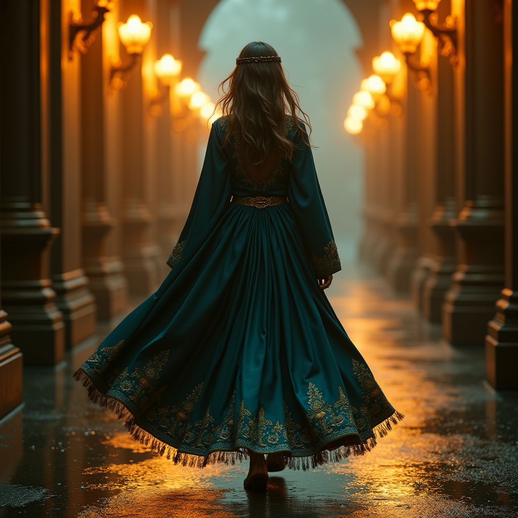 Fantasy — Regal Figure In Flowing Embroidered Robes Cinematic #0106 (Midjourney)