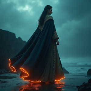 Fantasy — Regal Figure In Flowing Embroidered Robes Cinematic #0142 (Midjourney)