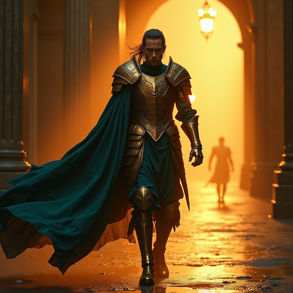 Fantasy — Warrior In Intricately Detailed Armor Catching Cinematic #0307 (Leonardo)