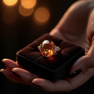 Fashion — Faceted Gemstone Ring Nestled In Dark Product Ads #0017 (Seedream)
