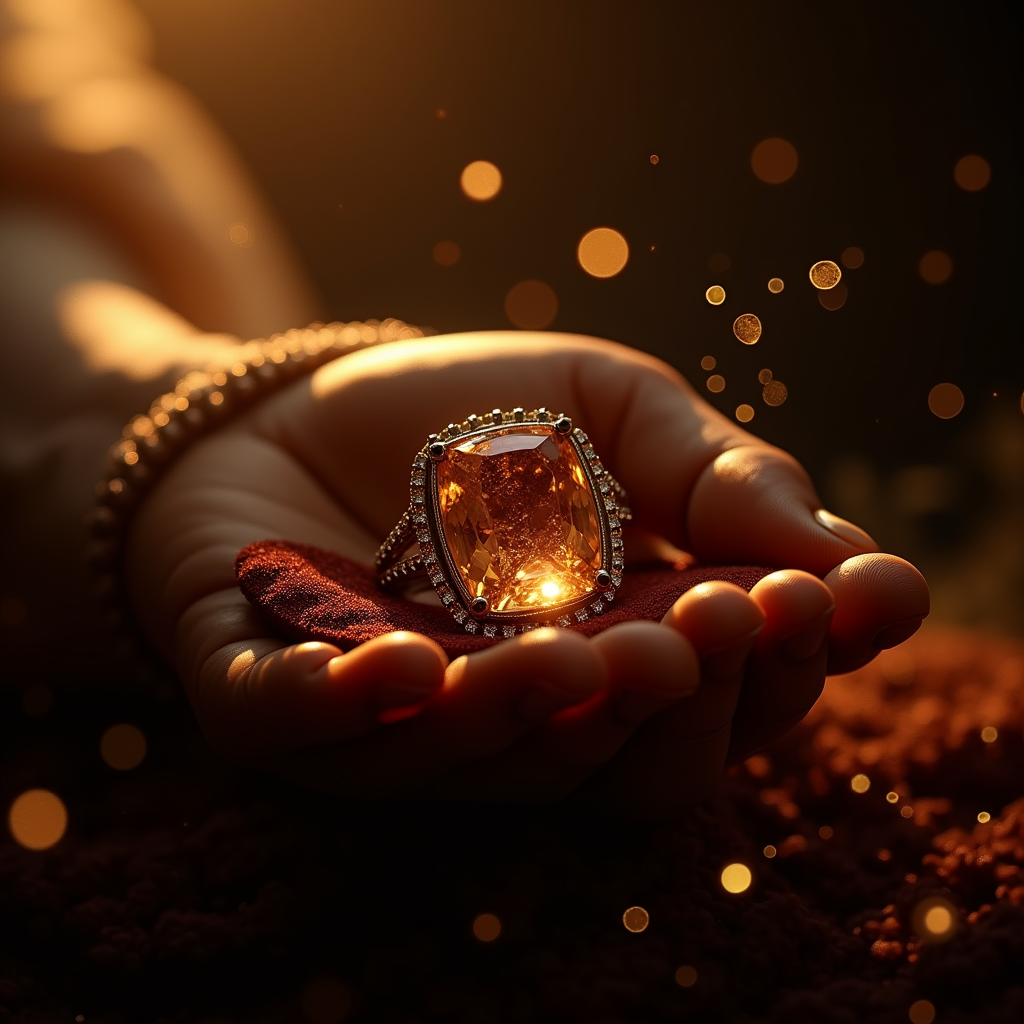 Fashion — Faceted Gemstone Ring Nestled In Dark Product Ads #0023 (Gemini)