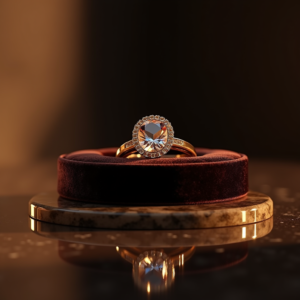Fashion — Faceted Gemstone Ring Nestled In Dark Product Ads #0089 (Seedream)