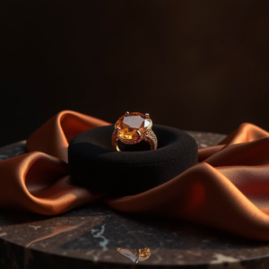 Fashion — Faceted Gemstone Ring Nestled In Dark Product Ads #0101 (Seedream)