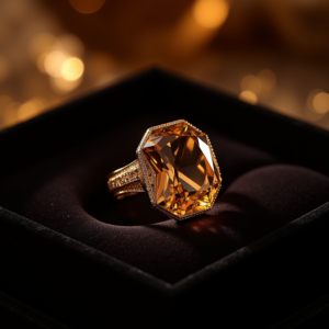 Fashion — Faceted Gemstone Ring Nestled In Dark Product Ads #0197 (Seedream)