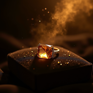 Fashion — Faceted Gemstone Ring Nestled In Dark Product Ads #0203 (Gemini)