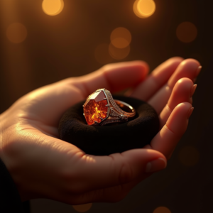 Fashion — Faceted Gemstone Ring Nestled In Dark Product Ads #0221 (Seedream)