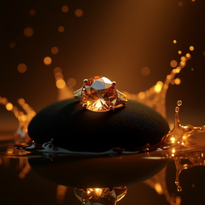 Fashion — Faceted Gemstone Ring Nestled In Dark Product Ads #0271 (Midjourney)