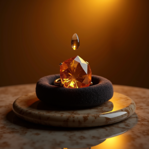 Fashion — Faceted Gemstone Ring Nestled In Dark Product Ads #0295 (Midjourney)