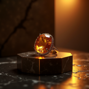 Fashion — Faceted Gemstone Ring Nestled In Dark Product Ads #0301 (Firefly)
