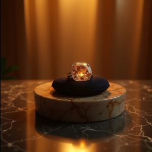 Fashion — Faceted Gemstone Ring Nestled In Dark Product Ads #0319 (Midjourney)