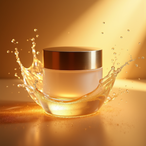 Fashion — Frosted-glass Cosmetics Jar With A Brushed-silver Product Ads #0056 (Stable Diffusion)