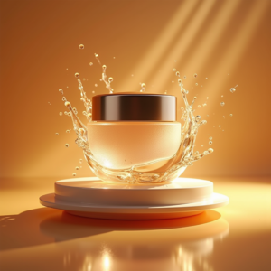 Fashion — Frosted-glass Cosmetics Jar With A Brushed-silver Product Ads #0068 (Stable Diffusion)