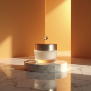 Fashion — Frosted-glass Cosmetics Jar With A Brushed-silver Product Ads #0080 (Stable Diffusion)