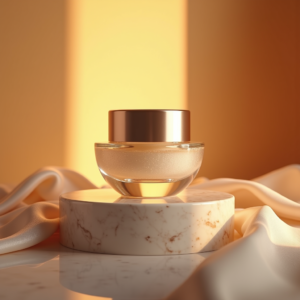 Fashion — Frosted-glass Cosmetics Jar With A Brushed-silver Product Ads #0098 (Recraft)
