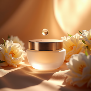 Fashion — Frosted-glass Cosmetics Jar With A Brushed-silver Product Ads #0116 (Stable Diffusion)