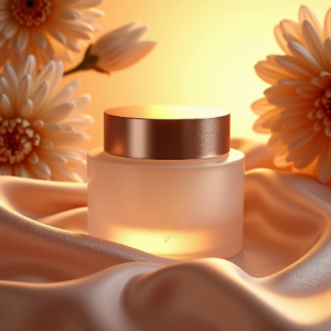Fashion — Frosted-glass Cosmetics Jar With A Brushed-silver Product Ads #0134 (Recraft)