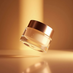 Fashion — Frosted-glass Cosmetics Jar With A Brushed-silver Product Ads #0146 (Recraft)