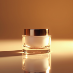 Fashion — Frosted-glass Cosmetics Jar With A Brushed-silver Product Ads #0158 (Recraft)