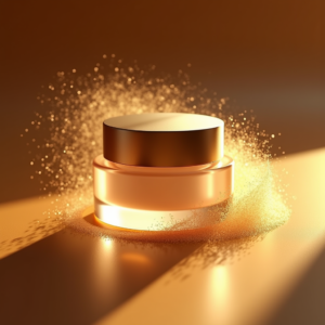 Fashion — Frosted-glass Cosmetics Jar With A Brushed-silver Product Ads #0164 (Stable Diffusion)