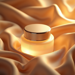 Fashion — Frosted-glass Cosmetics Jar With A Brushed-silver Product Ads #0170 (Recraft)