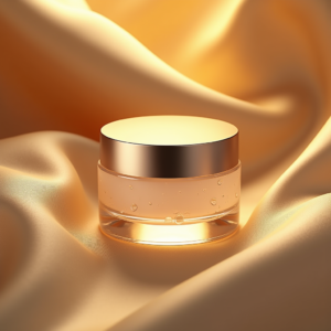 Fashion — Frosted-glass Cosmetics Jar With A Brushed-silver Product Ads #0206 (Recraft)
