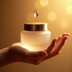 Fashion — Frosted-glass Cosmetics Jar With A Brushed-silver Product Ads #0224 (Stable Diffusion)