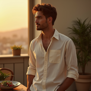 Fashion — Man In A Relaxed Linen Shirt Photography #0098 (Leonardo)