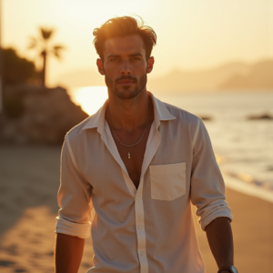Fashion — Man In A Relaxed Linen Shirt Photography #0110 (Leonardo)