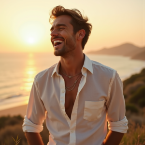Fashion — Man In A Relaxed Linen Shirt Photography #0122 (Leonardo)