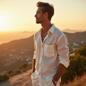 Fashion — Man In A Relaxed Linen Shirt Photography #0134 (Leonardo)