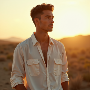 Fashion — Man In A Relaxed Linen Shirt Photography #0170 (Leonardo)
