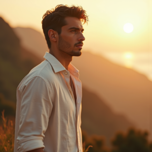 Fashion — Man In A Relaxed Linen Shirt Photography #0206 (Leonardo)