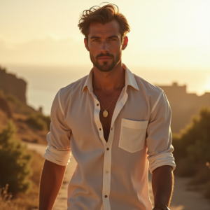 Fashion — Man In A Relaxed Linen Shirt Photography #0296 (Krea)