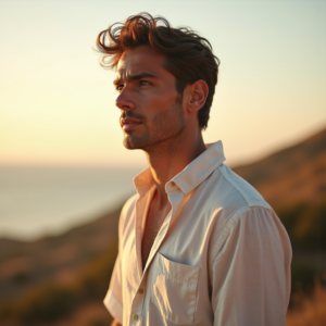 Fashion — Man In A Relaxed Linen Shirt Photography #0320 (Krea)
